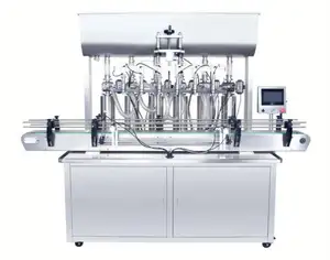 Máquina de llenado en línea Máquina de llenado de líquidos de 4 boquillas Llenadora de botellas de líquido de desbordamiento automático para jugo de bebida