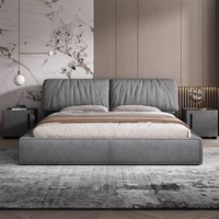ATUNUS Industrielles Postmodernes Hochwertiges Schlafzimmermöbel Elefantenohr-Bett Stoff-Leder-Holz Bettgestell