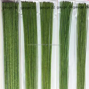 Florist material supplies 18 20 22 24 26 28 gauge paper coated floral wire craft green wire for Christmas decoration