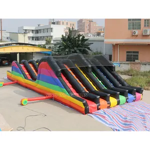 Цветная надувная полоса препятствий для взрослых, 6 полос, 2 горки для активного отдыха, 5K, надувные спортивные занятия