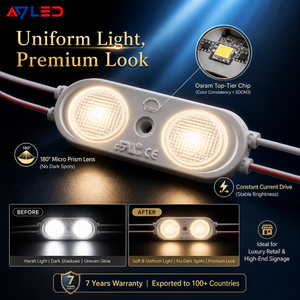 Module LED ADLED 62x21mm SMD2835 2LED 2W IP67 Étanche DC12V Blanc Chaud 3000K 180 °   Diffusion uniforme pour les enseignes extérieures - Product Image 2