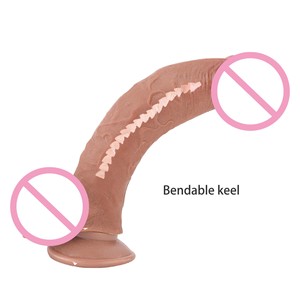 9,4 Zoll Double Layer Sliding <span class=keywords><strong>Skin</strong></span> Dong Biegbarer Kiel Riesiger realistischer Drachen dildo Sexspielzeug für Erwachsene - Product Image 2