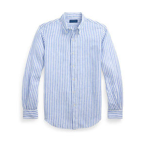 <span class=keywords><strong>Camicia</strong></span> MUTIAN a Maniche Lunghe da <span class=keywords><strong>Uomo</strong></span> e <span class=keywords><strong>Donna</strong></span> a Righe in Puro Cotone Leggero <span class=keywords><strong>per</strong></span> Primavera Estate con Logo Cavallino Ricamato RL #RL-060 - Product Image 3