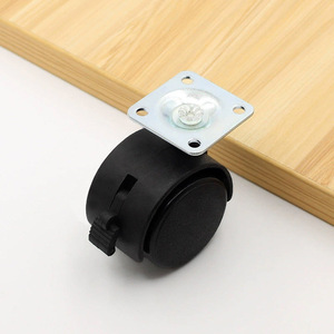 Furniture Caster 1.5 Inch Polyurethane <b>Swivel</b> With Brake Plate Mount General Use - Product Image 1