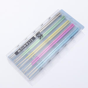 ตะเกียบไทเทเนียมบริสุทธิ์ทรงกลมสีทึบต้านเชื้อแบคทีเรียทนความร้อนช้อนส้อมสำหรับเดินทางสำหรับใช้ในบ้านและกลางแจ้ง - Product Image 3