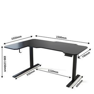 Bureau de studio en forme d'aile, table réglable en hauteur, table électrique à levage réglable, bureau d'ordinateur, bureau de jeu - Product Image 1