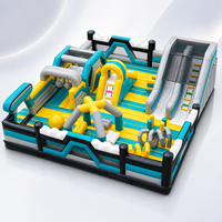 Parcours d'obstacles gonflable commercial avec jeux de glissades et d'escalade pour enfants, pour parcs d'attractions intérieurs et extérieurs