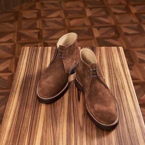 Botas de desierto hechas a mano para hombre, tallas grandes, de caña baja, estilo empresarial, con cordones, cuadradas, ligeras, para primavera/verano, al por mayor - Product Image 4