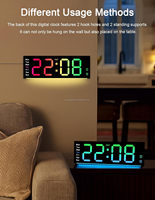 Jam Dinding Digital Layar Besar dengan Remote Control, Jam Alarm Digital LED Warna RGB dengan Tanggal dan Hari dalam Seminggu, DST, Suhu