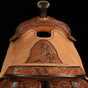 Silla de Montar Roper de Plata Personalizada de Molly, Medio Tallada, de Cuero Genuino, para Doma/Equitación Inglesa, con Soporte para Silla de Montar, EE. UU. - Product Image 1