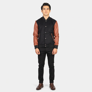 College <b>Men's</b> Varsity Letterman <b>Baseball</b> Team Style Stand Collar Slim Fit Oversized Winter Custom Embroidery Fashion <b>Jacket</b> - Product Image 1