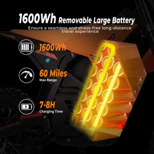 High Performance Motorcycle Lithium Battery Motocross Dirt Lightweight Design 60V3500W 150kg Load 60KM/H - Product Image 4