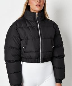 Piumino da donna autunno inverno con cerniera di base <span class=keywords><strong>Beige</strong></span> da donna con Top invernale <span class=keywords><strong>corto</strong></span> in cotone spesso - Product Image 6