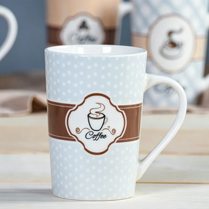 Tasse à café en céramique personnalisée avec logo d'usine, design vintage à pois losanges, tasse en <span class=keywords><strong>porcelaine</strong></span> pour la maison, vente en gros - Product Image 2