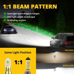 BOSLLA Ampoule de phare LED <span class=keywords><strong>super</strong></span> lumineuse 3 couleurs B4 60W H11 H4 H1 H3 H7 H13 H15 9005, accessoires de voiture - Product Image 4