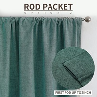 Gorden Grommet Blackout 100% Poliester, Kain Tenun Solid Natural untuk Kamar Tidur dan Ruang Tamu, Tirai Penghalang Cahaya