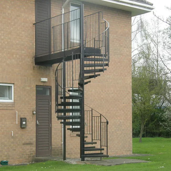 Precio de fábrica exterior galvanizado/polvo de acero al carbono recubierto de escalera en espiral/personalizado escalera en espiral