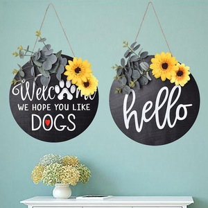 ป้ายต้อนรับไม้ทรงกลมตกแต่งบ้านลายดอกทานตะวันพร้อมโบว์  ลายพืชสไตล์โมเดิร์นฟาร์มเฮาส์  แพ็คเกจหลายชิ้น - Product Image 2