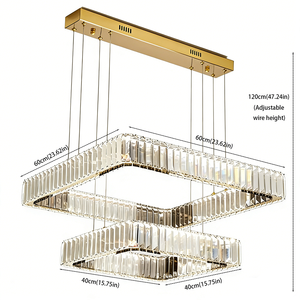 Lustre carré à double couche certifié SAA, <span class=keywords><strong>suspension</strong></span> en cristal LED pour salon, pour l'Australie - Product Image 2