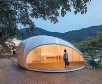 Dôme modulaire préfabriqué en PVC/PC transparent au design personnalisé, style japonais, grande taille 12m, 10m, 8m