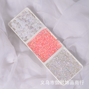 Laser Iridescent 8mm Round <b>Beads</b> Transparent Ab Color Plastic Resin <b>For</b> <b>Bracelet</b> Making Jewelry Accessories - Product Image 4