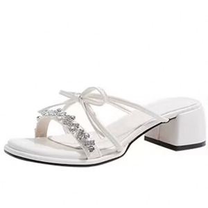 Summer Women's Platform High Heeled French Style Thick Soled Outdoor <b>Sandals</b> with Crystal Decorations for Spring and Autumn Wear - Product Image 5