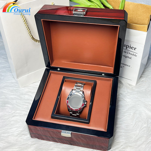 Caja de Reloj de Madera Brillante Directo de Fábrica con Forro de Cuero, Caja de Presentación de Reloj Individual con Acabado Premium Tipo Piano y Estuche de Madera - Product Image 5