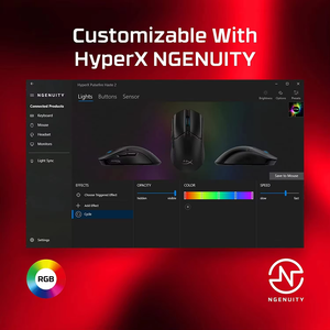 เมาส์เกมมิ่งแบบมีสาย HyperX Pulsefire Haste 2 RGB, เซ็นเซอร์ออปติคอล 26000 DPI 26K, ปุ่มตั้งโปรแกรมได้ 6 ปุ่ม เมาส์สำหรับอีสปอร์ตสำหรับพีซีและเอกซ์บอกซ์ - Product Image 2