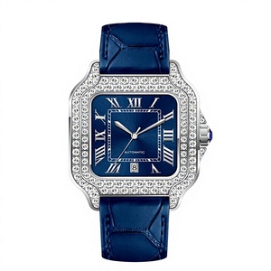 Montre automatique mécanique GEZFEEL avec cadran carré en moissanite, verre saphir et bracelet en cuir, étanche 5 bars - Product Image 4