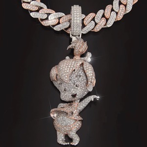 Luxury Moissanite Diamond Pendant Necklace Hip Hop Iced Out Cartoon Pendant for Women Available at Wholesale Prices - Product Image 1