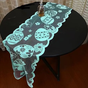 Runner da Tavola con Motivo Floreale Jacquard per Pasqua, Stampa di Coniglietti, per Casa e Hotel, Tovaglie da <span class=keywords><strong>Cucina</strong></span> all'Ingrosso - Product Image 3