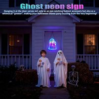 Enseigne néon amusante pour propriétaires de magasins d'Halloween Neonawall, motif fantôme, lumière LED USB à intensité variable, attrayante pour la décoration murale de bars effrayants et vitrines de magasins