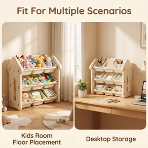 Étagère <span class=keywords><strong>de</strong></span> <span class=keywords><strong>rangement</strong></span> en forme <span class=keywords><strong>de</strong></span> <span class=keywords><strong>maison</strong></span> pour enfants, 9 compartiments, grande capacité, support épaissi pour chambre, salle <span class=keywords><strong>de</strong></span> classe, crèche - Product Image 3
