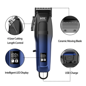 Recortadora de <span class=keywords><strong>Pelo</strong></span> Profesional Inalámbrica con Pantalla LCD, 240 Minutos de Autonomía, Batería de 2500 mAh, Cuchilla de Cerámica, Certificación CE y FCC, <span class=keywords><strong>para</strong></span> Barbería, Uso Doméstico y Comercial - Product Image 3