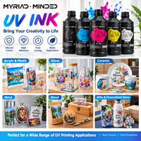 Tinta UV Myriad Minded, Tinta UV Curable, Tinta Cetak UV LED CMYK Putih, Pengeringan Cepat, Daya Rekat Tinggi untuk Pencetakan pada Kaca, Logam, Akrilik