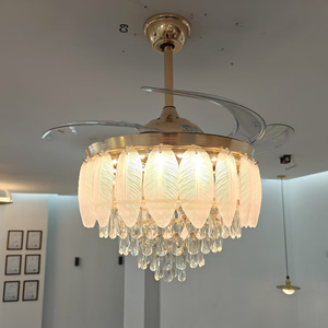 Ventilador de Techo de Lujo de 42 Pulgadas, Ventilador de Techo Retráctil de 72 W con Luz, 4 Aspas para Dormitorio, Sala de Estar, Ventiladores de Techo LED para Dormitorio - Product Image 6