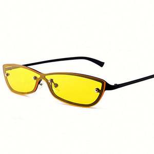 Gafas de Sol de Moda 2019, Diseño Único de Ojo de Gato Pequeño para Hombre, Tonos Rojo, Amarillo y Rosa, Protección UV400, Montura Metálica para Mujer - Product Image 2