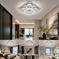 Plafonnier LED personnalisé en cristal avec cadre en acier inoxydable, design moderne pour chambre à coucher, télécommande