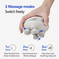 Masseur électrique du cuir chevelu rechargeable et étanche avec têtes de massage interchangeables, masseur de tête rotatif 3D portable