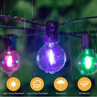 Guirlandes lumineuses solaires LED G40 IP65 pour extérieur, multicolores, pour jardin, patio, mariage, Noël, décoration de fêtes