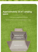 Tente de camping instantanée 2 en 1 avec auvent, abri à deux pièces, cabane extérieure, protection contre la pluie et le soleil, toutes saisons