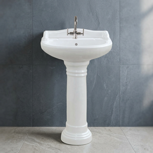 White Round Ceramic Pedestal Wash Basin Custom Size Modern Bathroom Sink Sanitary Ware Wholesaler - Product Image 4