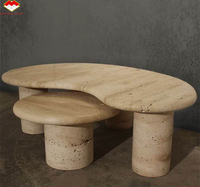 Brothers Stone Table d'appoint ronde en travertin en marbre populaire Table basse ronde en travertin naturel de luxe Table d'appoint de lit