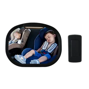 LED LIGHT Fillet square safety baby rear view light up back seat mirror for car