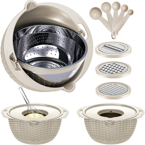4-1 <b>Colander</b> with Bowl Set <b>Colander</b> with Measuring Spoons Fruit Strainer Bowl Rotatable Kitchen <b>Colander</b> Strainer Bowl - Product Image 1