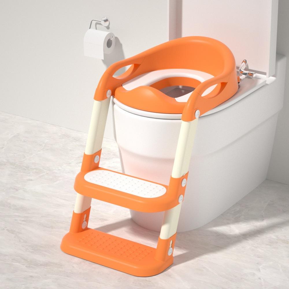 Siège de toilette à gradins, coussin en PVC de couleur orange