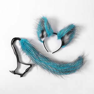 Kun Jian – ensemble d'oreilles et de queue d'animaux pour cosplay, couvre-chef en peluche bleu avec sangle réglable pour costume à thème de jeu pour adultes - Product Image 5