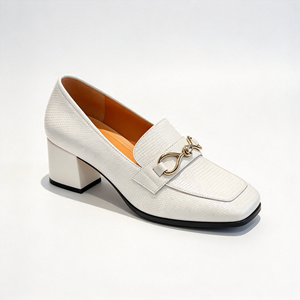 Mocassins plats à bout carré pour femmes, en cuir véritable, avec boucle en métal doré, chaussures décontractées pour la marche quotidienne, OEM ODM - Product Image 3