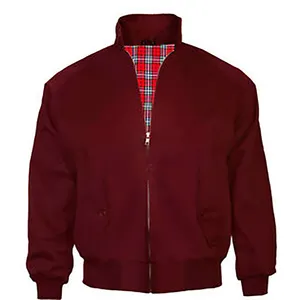 Custom High Quality Trendy Tartan Lined Twill Cotton Harrington College Slim-Fit Tartan Men's Classic Vintage Bomber Jacket