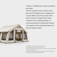 Tente Gonflable en Coton de 14 m² avec Toile PVC Imperméable, Installation Rapide, Abri de Glamping, Auvent, Pièce d'Extension pour Camping Familial - Vente en Gros